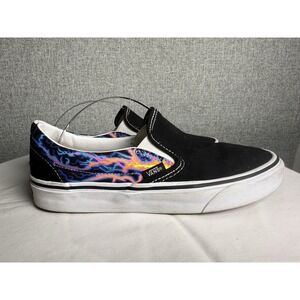 VANS Women 8 Men 6.5 Classic Slip On Electric Flame Black White Low Top Slip On